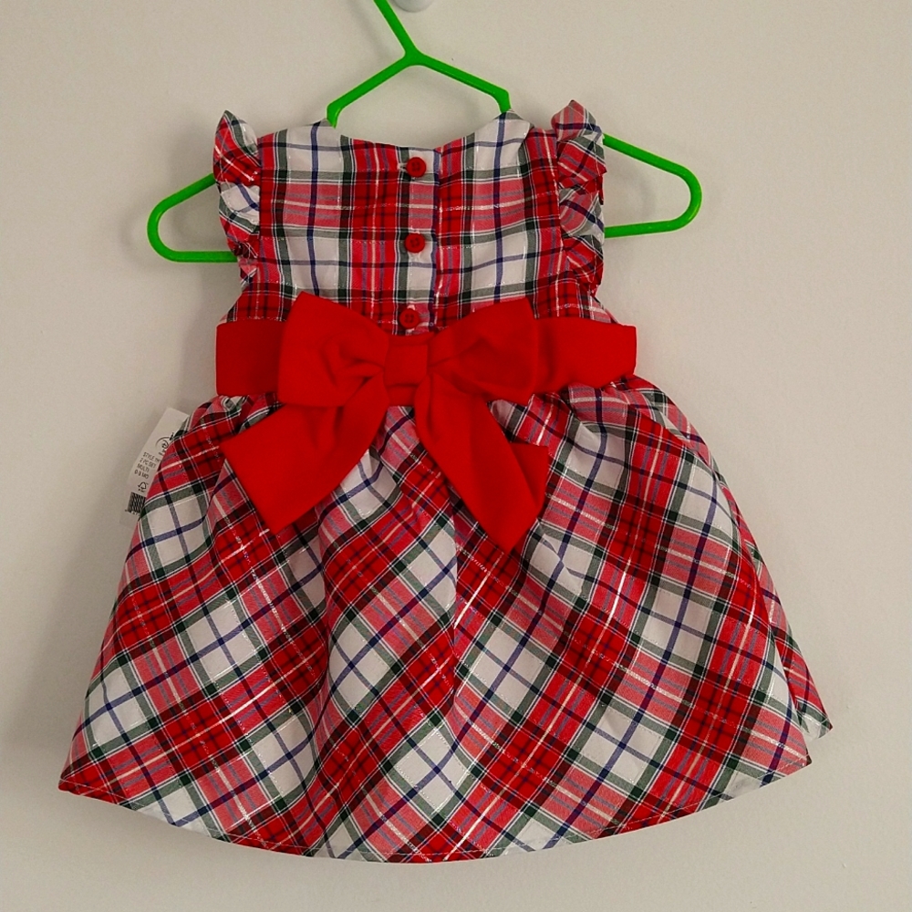 Plaid Disney Minnie mouse holiday dress size 0- 3 months - Picture 3 of 7
